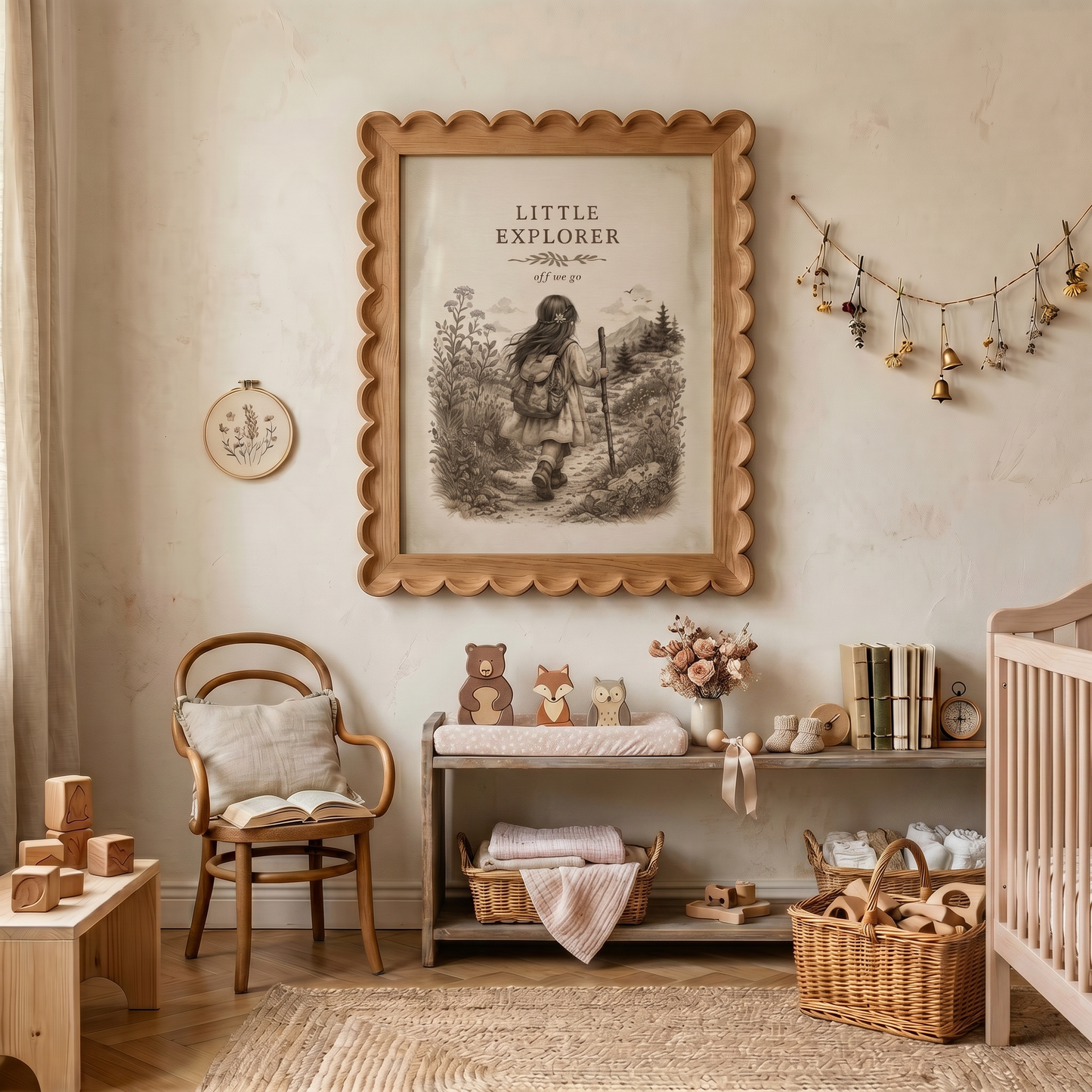 Little Explorer, Dark Haired Girl - Printable Wall Art