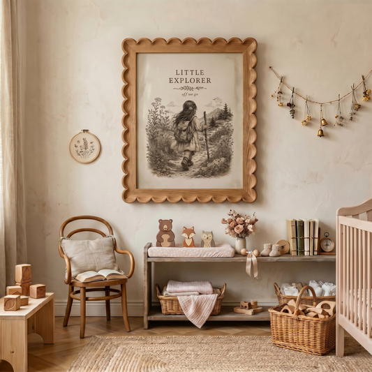 Little Explorer, Dark Haired Girl - Printable Wall Art