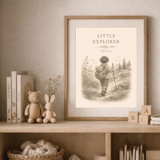 Little Explorer, Dark Haired Boy - Printable Wall Art